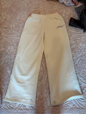 Edikted Cream Kids Sweatpants with Embroidered Script